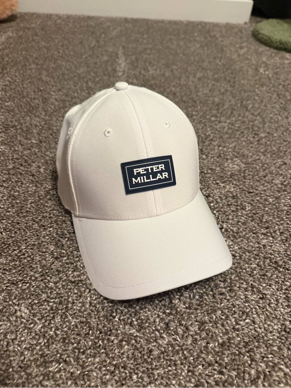 Peter Millar White Baseball Cap with Navy Logo Patch